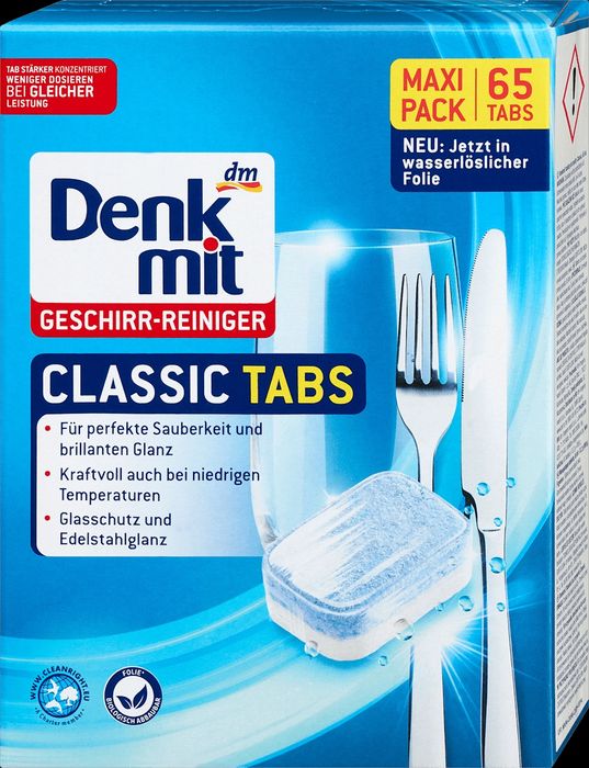 Таблетки до посудомийки Denkmit Classic 65 шт Новий дизайн