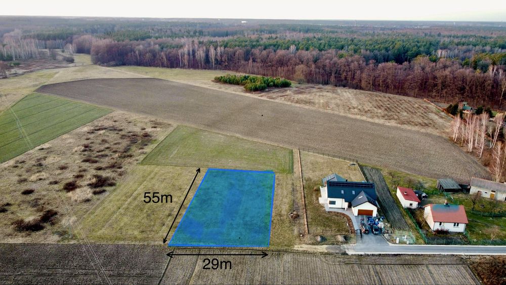 Piękna działka pod lasem 1600 m² Miętne