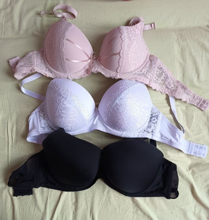Biustonosz nowe 3szt 75D beżowy, biały, czarny