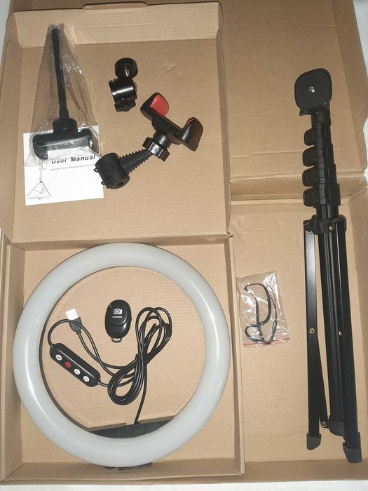 Selfie ring light 21cm luz para selfies perfeitas LED tripé 160cm