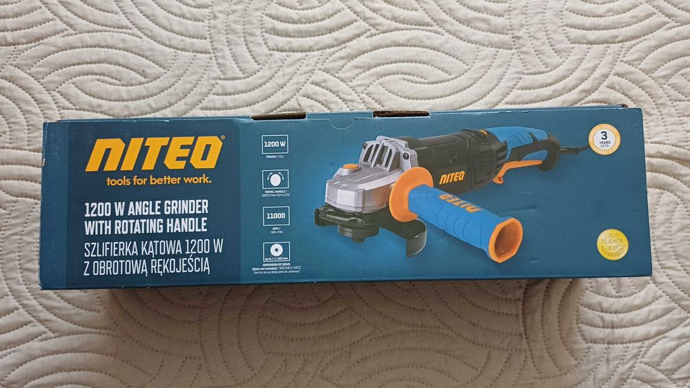 Szlifierka Kątowa 1200W Z Obrotową rękojeścią Niteo