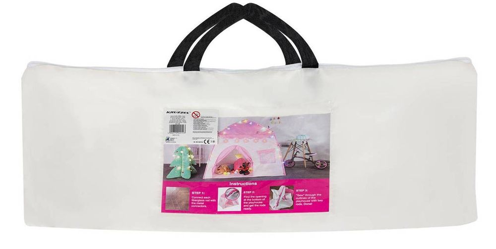 Дитячий ігровий намет будиночок Рожевий для дівчаток з герляндою