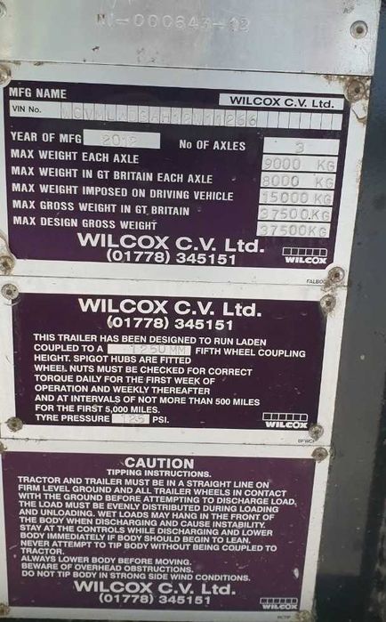 2012 Полуприцеп самосвал Wilcox 58м3 Входять європалети 2 підйомні осі
