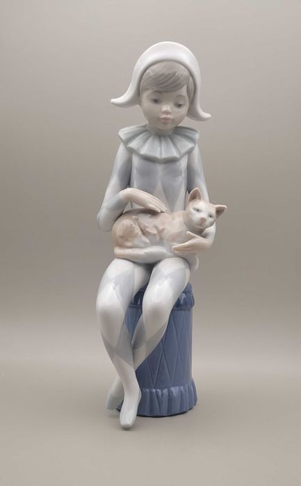 Статуэтка " Арлекин с кошкой " Nao Lladro Испанин 23.5см
