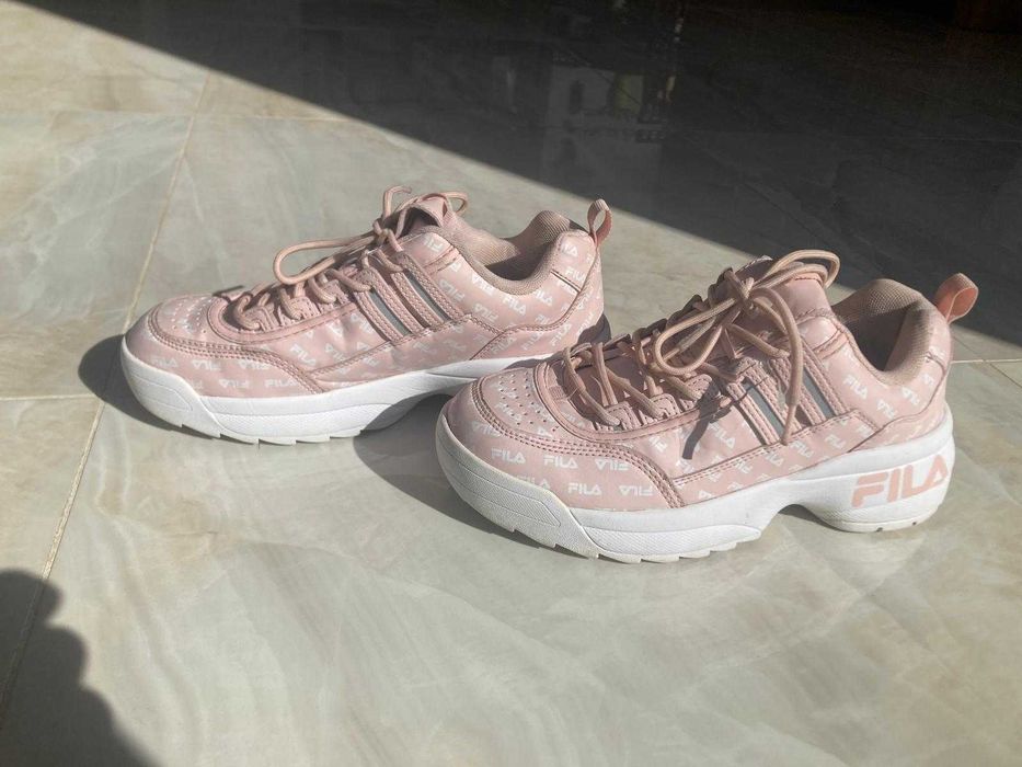 Fila Różowe Sneakersy Damskie w białe loga