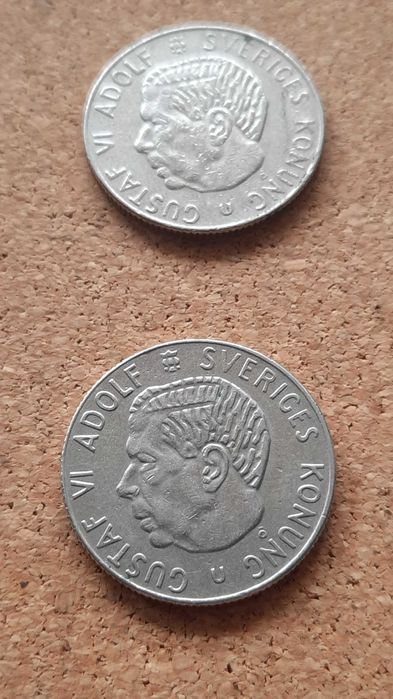 moneta 1 Korona szwedzka 1973 r - cena za 2 sztuki