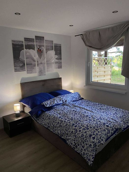 Domek na wynajem Kaszuby, balia ogrodowa z widokiem na jezioro