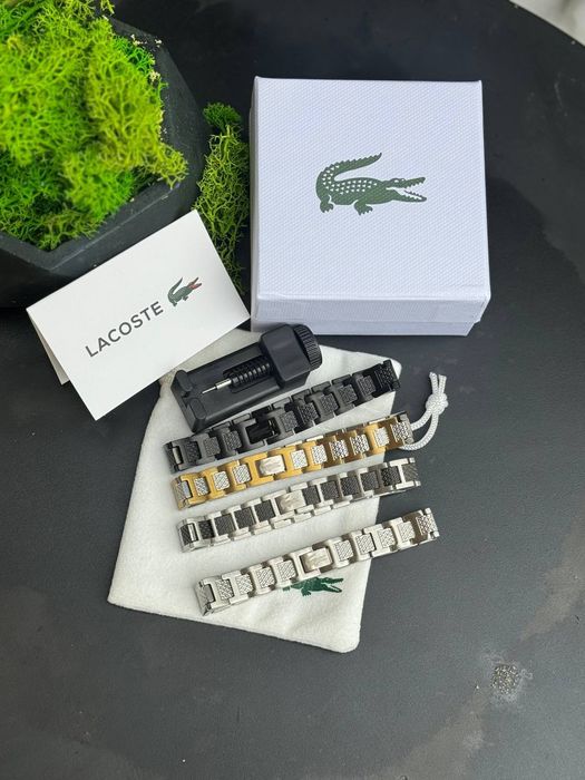 Мужской браслет Lacoste Чоловічий браслет Lacoste Чорний серебро золот