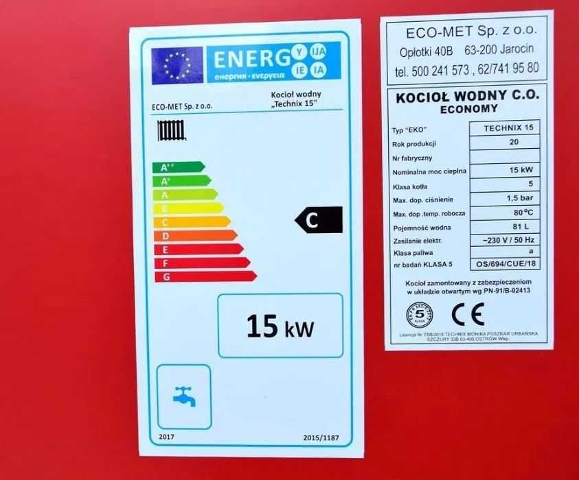 Piec Kocioł CO 15 kW ECONOMY podajnik ekogroszek 5 klasa dotacja RATY