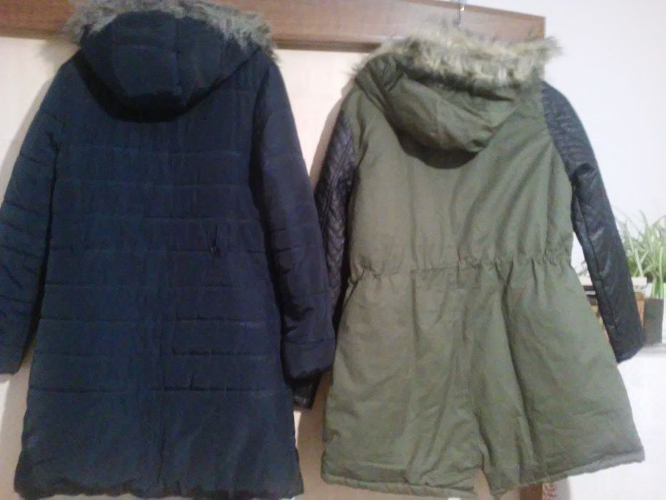 kurtka zimowa-parka NOWA khaki/oliwka- wstawki ekoskóra, TXM- roz L