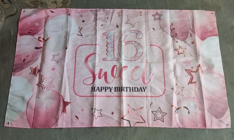 Большой баннер, фотофон, оформление Sweet Happy Birthday 16 years