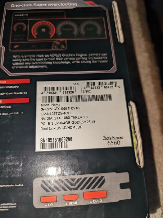 Відеокарта Gigabyte GeForce GTX 1050 Ti D5 4G