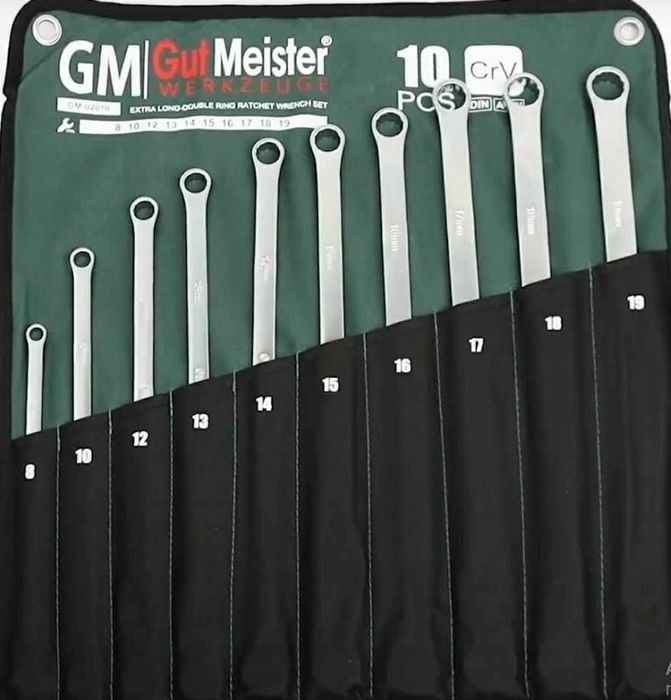 Накидные ключи с трещоткой удлинённые GUT MEISTER 10шт GM-02010 German