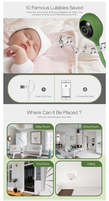 Câmara WiFi interior 720P 2.1mm flexível berços , Plantas etc