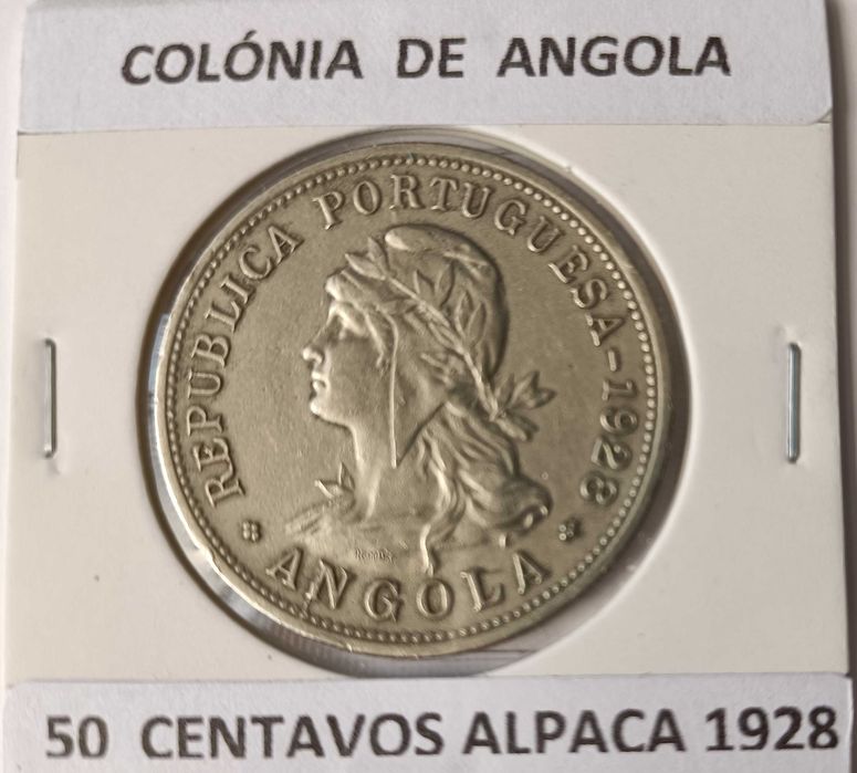 1 Moeda Portuguesa de 50 Centavos da Ex Colónia de Angola ( Alpaca )