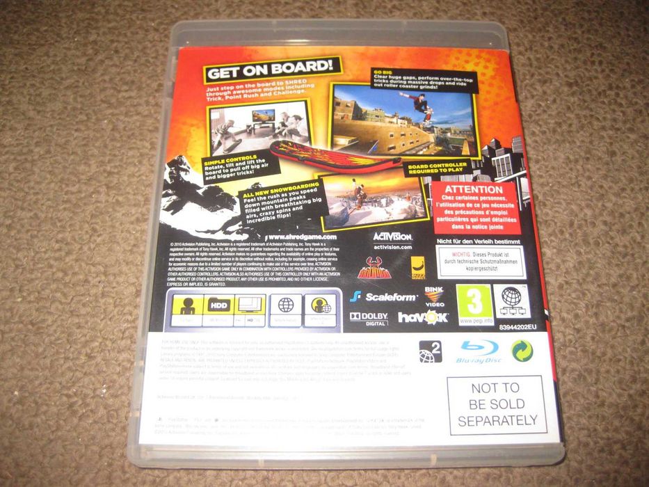 Jogo "Tony Hank: Shred" para PS3/Completo!