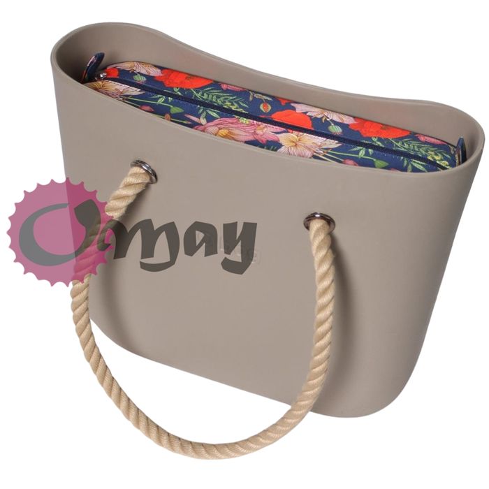 Granatowy organizer do OBAG STANDARD maki kwiaty 2kieszenie wkład OMAY