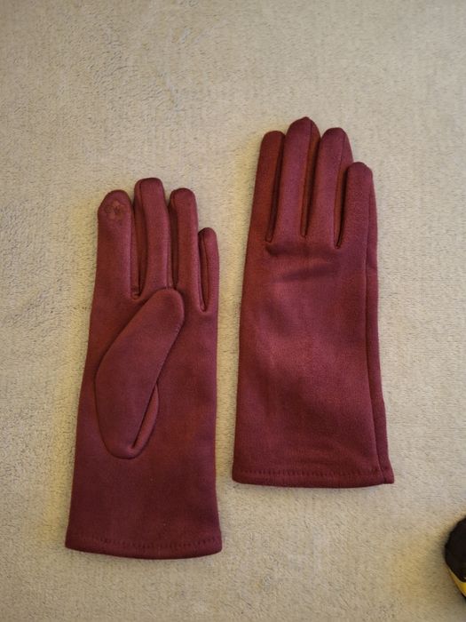 Damskie bordowe rękawiczki