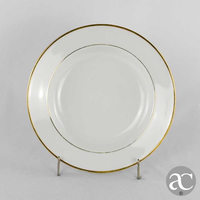 Prato fundo em porcelana Artibus, frisos dourados
