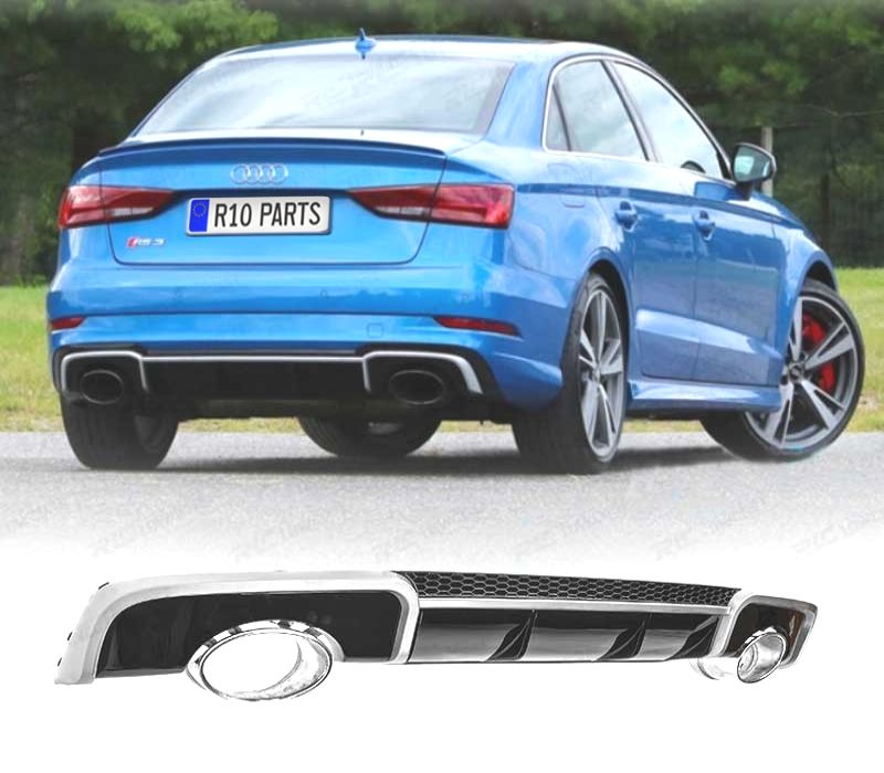 DIFUSOR AUDI A3 8V 12-16 LOOK RS3 + PONTEIRAS DE ESCAPE