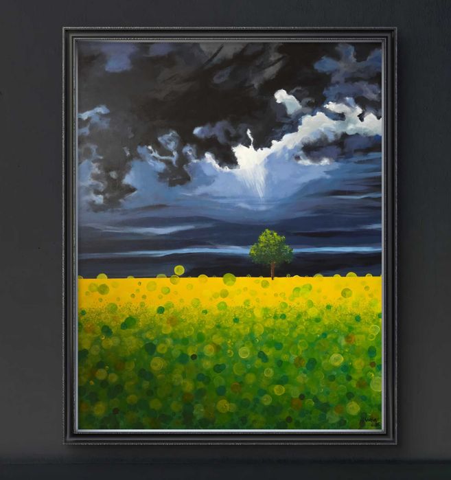 Duży obraz malowany recznie