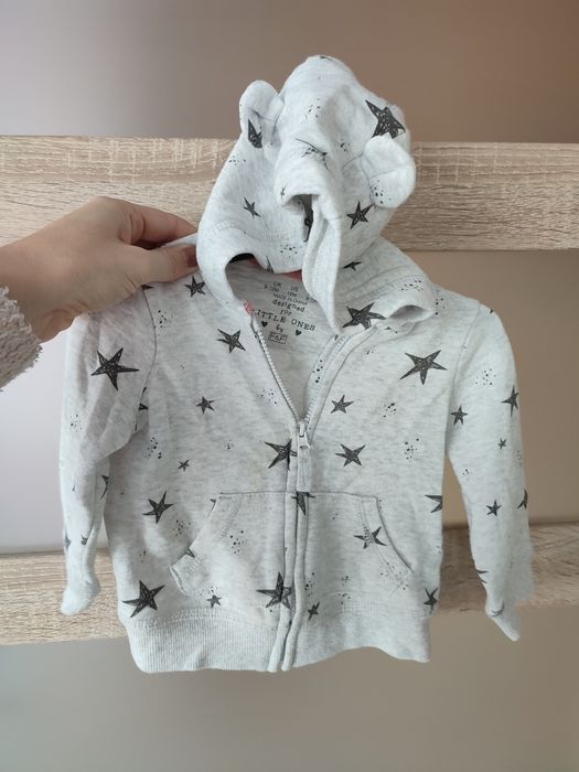 Bluza z kapturem rozpinana w gwiazdki z uszkami Misia