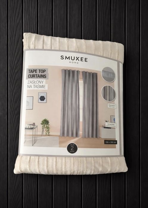 Zasłony aksamitne prążek zasłonki na taśmie 135x250