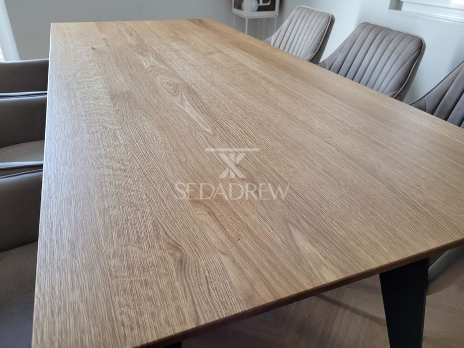 Stół stolik drewniany dębowy loft blat lity  oflis rozkładany