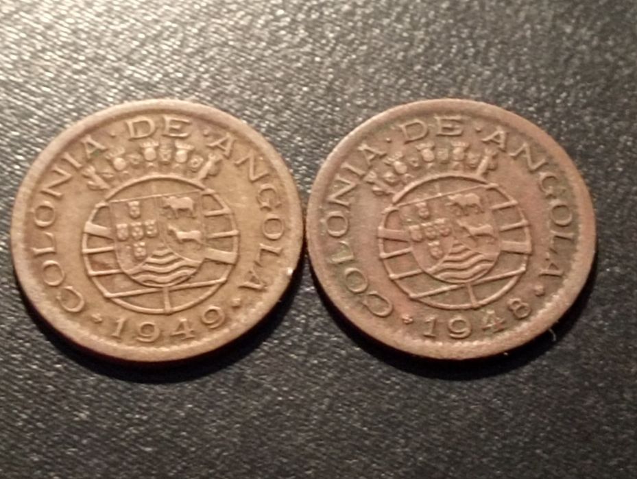 2 moedas 10 centavos	Angola 1948 e 1949 - Bronze - Soberbas