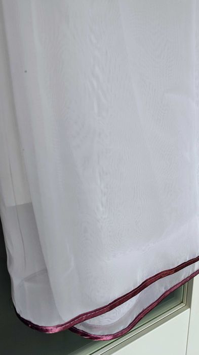 Firanki białe, gładkie z lamówką  4 m×150 cm   4 m× 125 cm