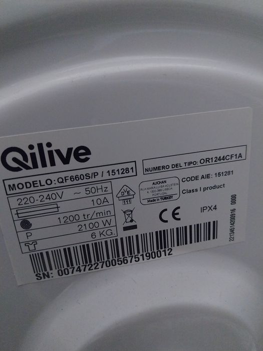 Máquina de Lavar Roupa Qilive (Para Peças ou Reparação)