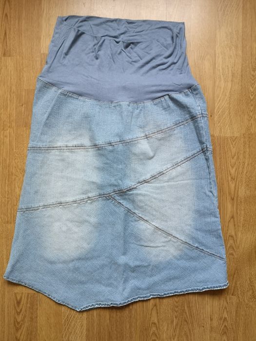 H&M mama Spódnica jeansowa ciążowa elastyczna 40 42 niebieska z pasem