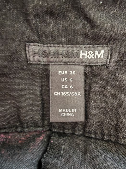 H&m spodnie damskie rybaczki 3/4 lniane bawełna czarne rozmiar 36 S