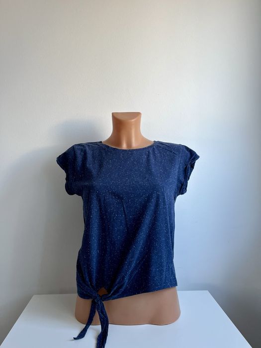 Granatowa koszulka crop top z wiązaniem