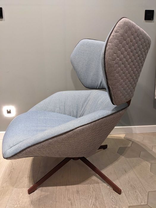 Fotel Malabo szaro-niebieski obrotowy