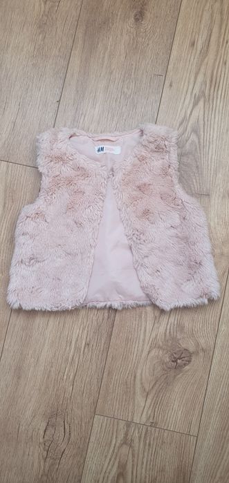 Kamizelka futerkowa H&M pudrowy róż