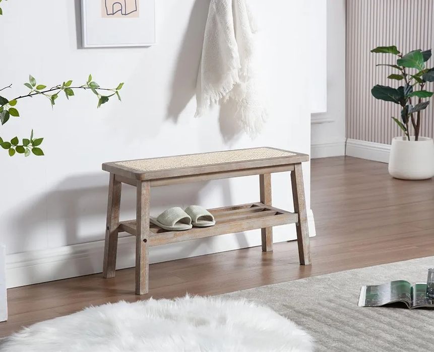 Wahson Rattan Bancada de armazenamento de entrada moderna com pernas d