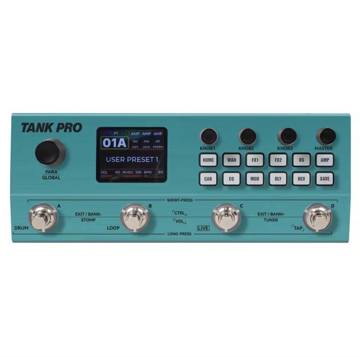 M-VAVE Tank Pro | Мультиефект для гітари/баса | IR, Looper, Drum Machine, USB