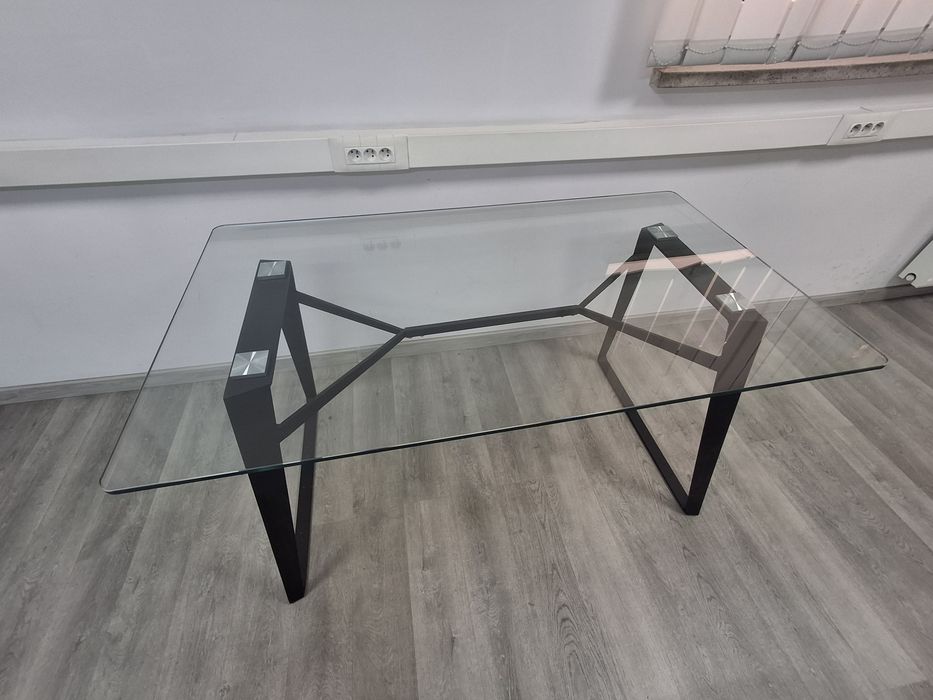 Stół loft szklany metalowe nogi stol