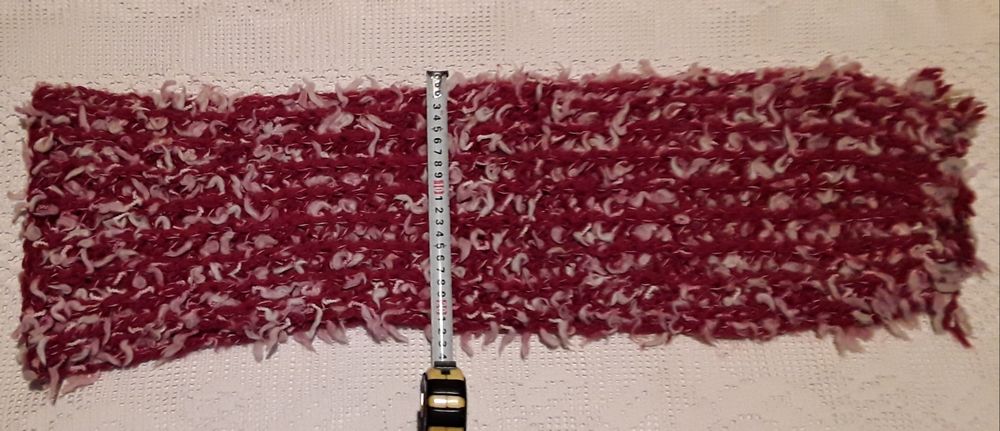 Echarpe / Cachecol em malha tricô vermelho e branco