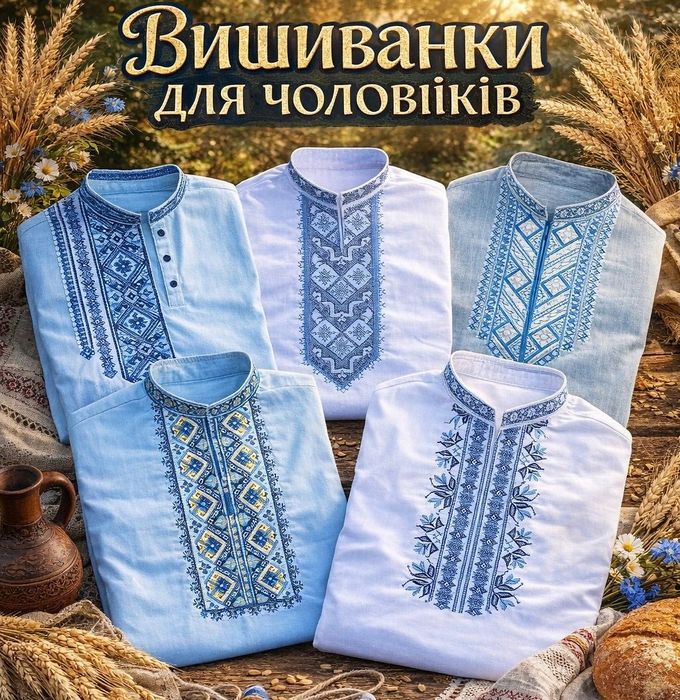 Чоловіча вишита сорочка вишиванка українська лляна з довгим рукавом