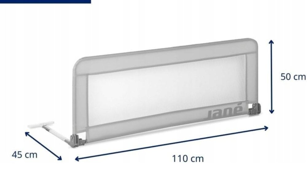 Jane barierka ochronna do łóżka 110x50 cm wysoka