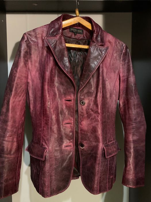 Винтажний шкіряний піджак roberto cavalli