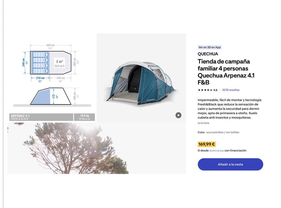 Tenda de campanha Quechua Arpenaz 4.1