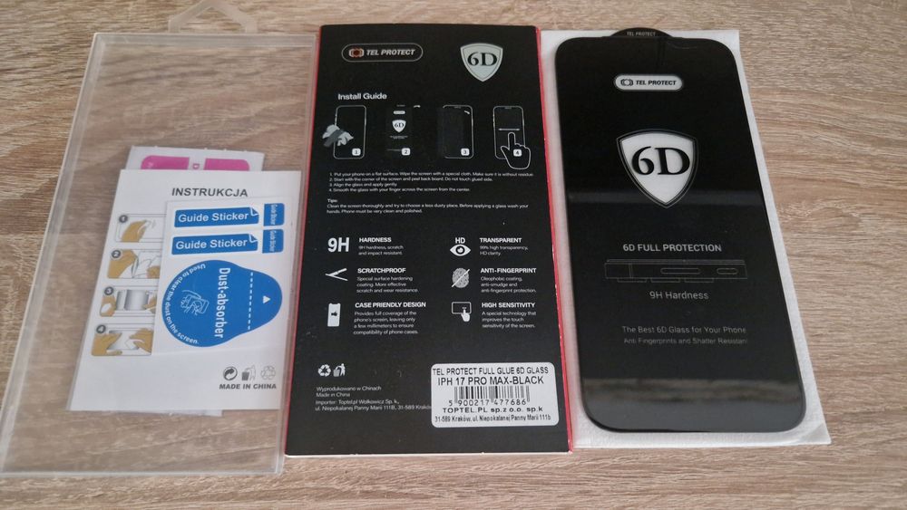 Hartowane szkło Tel Protect Full Glue 6D do Iphone 17 Pro Max