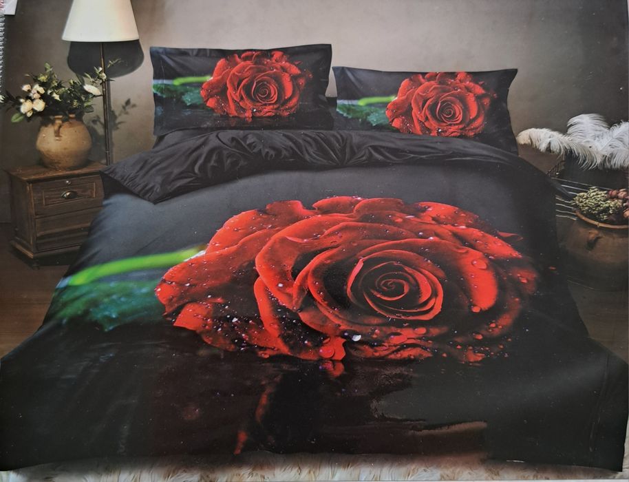 Komplet pościeli satyna bawełniana 200x220 +  prześcieradło