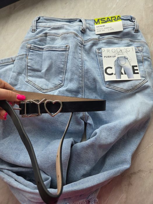 Spodnie jeans m.sara XS z paskiem