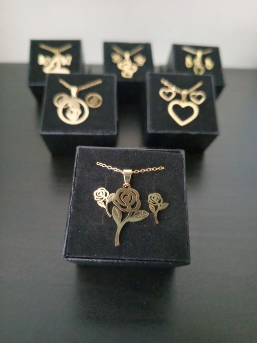 Colar e brincos aço