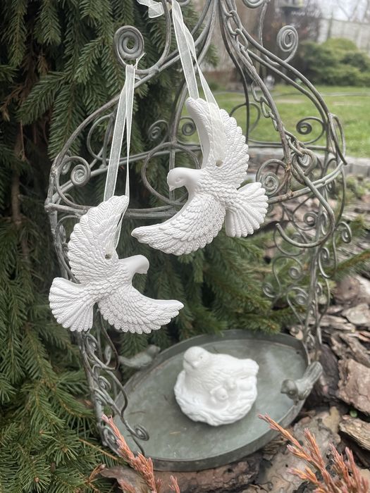 Новорічні іграшки фігурки горлиць( голубів), ручна робота!