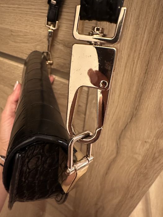 Torebka Chylak czarny błyszczący krokodyl